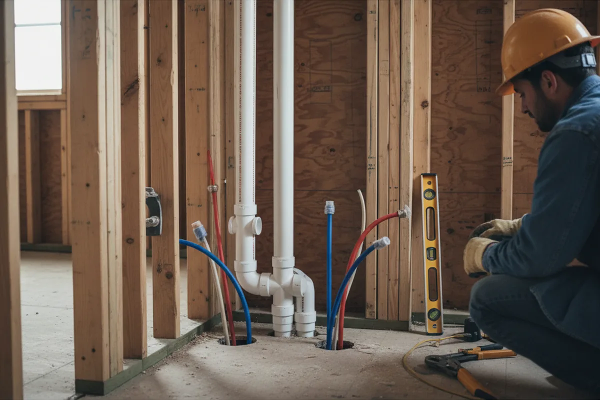 Drain and supply rough-in during Toilet Repair and Installation in San Juan Bautista