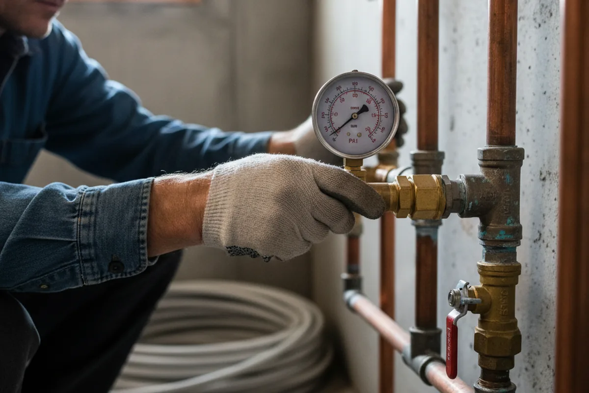 Pressure testing a repaired line during Water Line Repair in San Juan Bautista
